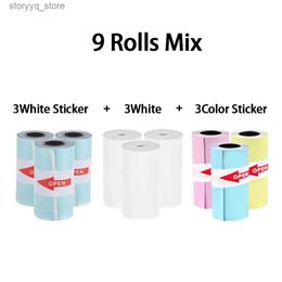Labels Tags Mini Printer Thermal Photo Paper Label Color Sticker Self-adhesive For Photo Printer 57mm White Thermal Mini Printer Paper Q240217