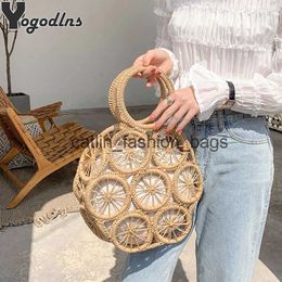 Totes Fashion Rattan Hollow straw Handbags Women Handmade Wicker Woven Summer Beach Crossbody Bags Female Bali Bohemia TravelH24217