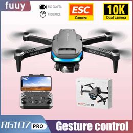 Drones New RG107 Pro Drone 10K Professional Dual HD Camera FPV Mini Aerial Photography Foldable Quadcopter Toy Holiday Gift YQ240217