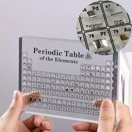 Acrylic Periodic Table Desk Display With Real Elements Kids Teaching School Day Birthday Party Gifts Chemical Element Home Decor 240124