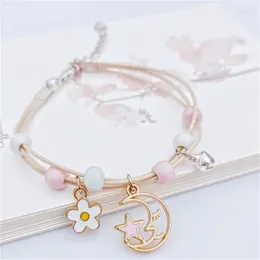 Charm Bracelets Simple Star Moon Bracelet For Women Ladies Cute Elegant Butterfly Handmade Braid Rope Chain Jewellery Gift