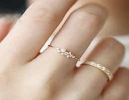 Junerain Delicate CZ Crystal Rings for Women Girls Dainty Thin Ring Gold Silver Colour Cubic Zirconia Ring Wedding Gift Jewellery H407892681