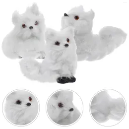 Garden Decorations 3 Pcs Car Christmas Plush Accessories Tree Plastic Faux Fur Small Adorable Animal Figurine Furry Figurines