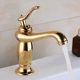 Bathroom Sink Faucets Gold Brass Kitchen Faucet Polished And Cold Water Taps European Antique Retro Basin Wash Mixer