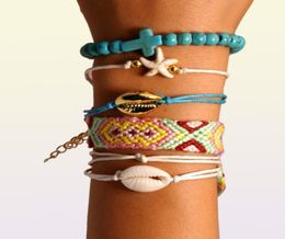 LicLiz Fashion Bohemia 6 pcs tennis Shell Starfish Braided Rope Wrap Bracelets for Women Multi Layer Beaded Jewelry LPB05172777050