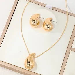 Necklace Earrings Set Minimalist CCB Water Drop Earring For Women Holiday Party Gift Fashion Jewellery Ear Accessories 002