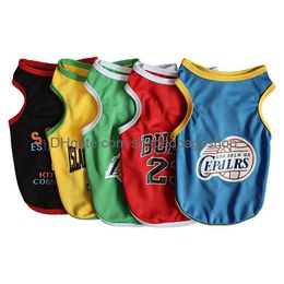 Dog Apparel Summer Dog Clothes Breathable Basketball Jersey Apparel Puppy Cats Vest Quick-Drying Chihuahua Pug Sport Shirts Lakers Pet Dhj5K