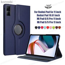 Tablet PC Cases Bags 360 Degree Rotating Case For RedMi Pad SE 11 10.6 Stand Cover Mi Pad 5 6 Pro 11 Inch PU Leather Tablet Protective CasesL240217