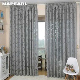 Curtain NAPEARL Home Decoration Living Room Curtains Window Treatments Jacquard Leaf Designer Gray Curtain For Kitchen Bedroom