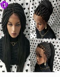 200 Density Box Braids Lace Front Wigs for American black Women Long black brown blonde Braided Wig with Natural Hairline2704883