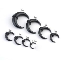 5PCS12pcs Black Ear Pincher Septum Stretching Kit Acrylic Crescent Stretcher Plugs With Orings Jewellery 16MM16MM Whole3932296