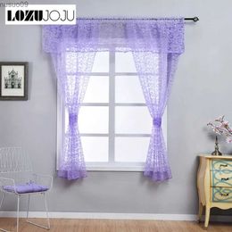 Curtain LOZUJOJU Floral Jacquard Short Curtains Hot Sale Tulle Drops With Bounds for Kitchen Small Size Windows Sheer Fabric