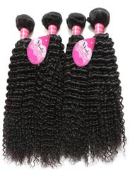 Brazilian Peruvian Malaysian Hair Natural Curly Human Jerry Curl Hair Weaves 4 Bundles Unprocessed Vrigin Hair Extensions For Blac4844264