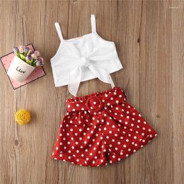 Clothing Sets PUDCOCO Stylish Kids Baby Girl Clothes Set Solod Sling Knot Crop Top Polka Dot Shorts Pants 2PcsOutfits 1-6Y