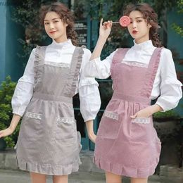 Aprons 1Pc Lovely Polyester Fabric Apron Adjustable Waterproof Kitchen High-End Apron Lace Ladies Princess Skirt With Pockets