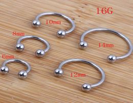 Nose ring 100pcslot mix 68101214mm stainless steel body Jewellery horseshoe Ring2425234