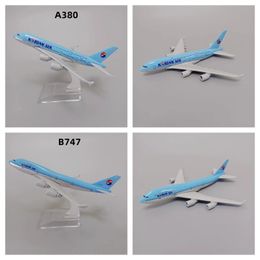 16cm Alloy Metal Korean Air Airbus A380 Airways Boeing B747 Airlines Aeroplane Model Diecast Plane Aircraft 240118