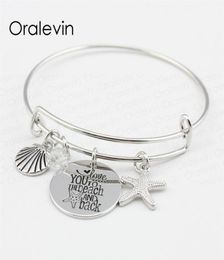 LOVE YOU TO THE BEACH AND BACK Shell Starfish Disc Charms Pendent Bracelet Bangle Lover Gift For Kids Handmade Jewellery 10Pcs Lot 3433179