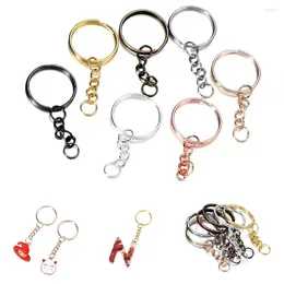 Keychains 10Pcs Key Ring KeyChain Rhodium Gold Color Round Split Keyrings With Jump For DIY Jewelry Crafts Making Findings