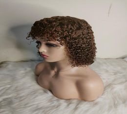 Mejor Hair Machine Made Wig With Fringe Glueless Kinky Curly Brown Colour 150 180 Density2911259