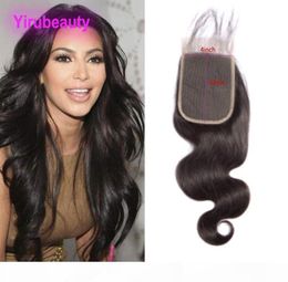 Peruvian Human Hair 4X6 Lace Closure Body Wave Three Middle Part Virgin Hair 46 Closure With Baby Hair1015908