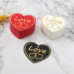 Labels Tags 100pcs Love Heart Gift Tags Red Whtie Black Paper Cards Labels for Happy Valentines Day Wedding Decoration Packaging Hang Tag Q240217