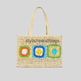 Shoulder Bags Bohemian Granny Square Large Straw Tote Bag Casual Paper Woven Women Handmade Summer Beach Handbags Big Bali PurseH24217