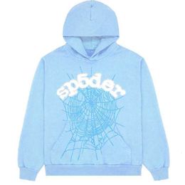 Sweatshirts Mens Hoodies 2024 Sky Blue Men Women 1 Hip Hop Young Thug Spider World Wide Print Pullover