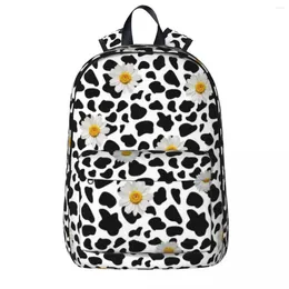 Backpack Daisy Cow Print Backpacks Boy Girl Bookbag Students School Bag Cartoon Kids Rucksack Laptop Shoulder Large Capacity