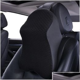 Seat Cushions Car Pillow Necks Support Pillows Cushion For Relieving Neck Fatigue With Black Pu Leather And Memory Foam Cars Headrest Dhntr