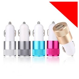 Car Charger Metal Dual Usb Port Car Adapter Charger Aluminium 2-Port Chargers For Apple Phone Ipad Ipod / Galaxy Drop Delivery Automob Dhskr