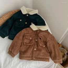 Jackets Children Corduroy Jacket Velvet 2024 Child Upset Baby Boy Autumn Winter Coat Lamb Fur