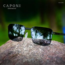 Sunglasses CAPONI Nylon Lenses Men's Polarised Outdoor Driving Alloy Sun Glasses UV400 Protect No Screws Design Shades CP5012