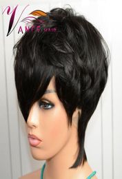 vancehair full Machine wig 150 density Short Human Hair Pixie Cut Layered Wigs23065613320598