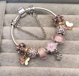 Gold butterfly &pink charms DIY bracelet string act the role of style charm manufacturers selling in Europe6631877