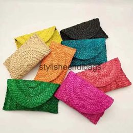 Totes New Fashion Straw Clutch Bag for Women Corn Fur Woven Bags Colorful Summer Beach Casual Envelope Mobile Phone Coin PursesH24217
