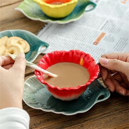 Cups Saucers Colourful Tea And 6oz Clivia Coffee Cup Saucer Set With Spoon China Hand Crafted