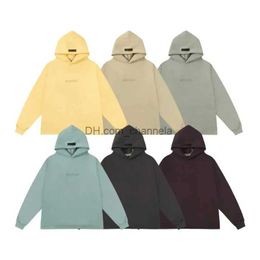 Men's Hoodies Sweatshirts Season 9 Double Thread Sile 3D Letter Printing with Plush Hooded Sweater High Street Loose Hoodies Unisex Pants T240217