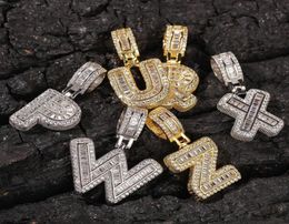 iced out A to Z 26 letters pendant necklace for men women hip hop luxury designer bling diamond letter pendants gold silver jewelr1360767