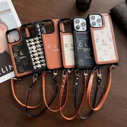 Beautiful iPhone Phone Cases 15 14 Pro Max Luxury Leather Hi Quality Hand Chain Purse 18 17 16 15pro 14pro 13pro 12pro 12 Case with Logo Box Packing Girls Woman AT