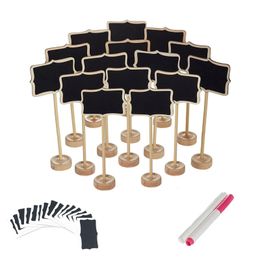 20pcs Mini Wooden Wedding Blackboard Chalkboard Rustic Party Decoration Birthday Home Decor Sign Message Board 240127