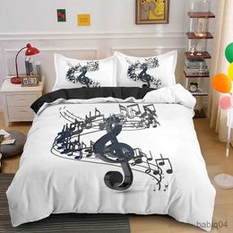 Bedding sets Musical Note Bedding Set 2/3pcs Music Theme Quilt Cover King/Queen Size With case Fashionable Psychedelic Soft Duvet Cover