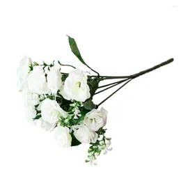 Decorative Flowers 30cm 15 Heads Silk Artificial Bouquet Fake Bridal Bouquets For Wedding Table Home Party Decorations