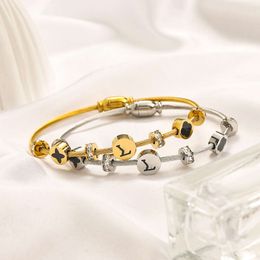 Estilo clássico pulseiras femininas pulseira de luxo designer jóias cristal 18k banhado a ouro aço inoxidável amantes presente pulseiras dos homens