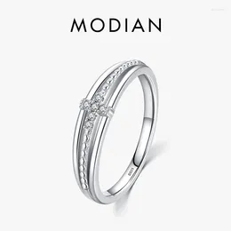 Cluster Rings MODIAN 925 Sterling Silver Simple Faith Cross Ring For Women Size 5 6 7 8 9 Wedding Engagement Fine Jewellery