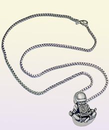 Astronaut Pendant Necklace Meditation Galaxy Universe Cosmic Spaceman Retro Women Men Necklace Steel Chains Real Leather Rope3315408