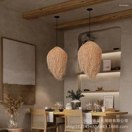 Pendant Lamps Japanese Style Idyllic Wind Rattan Art Retro Restaurant Living Room Zen Homestay Tea Woven Chinese Chandelier