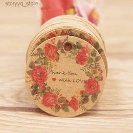Labels Tags 100pcs circlr tag Newest design Hand with love around flower design labels tag hot selling 300g high-quality hot selling tag Q240217