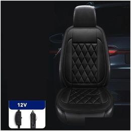 Car Seat Covers Ers Heated Chair Cushion 12V Er Adjustable Temperature Electric Warming Pads Anti Slip Winter Pad Drop Delivery Automo Otoaf