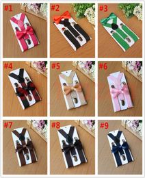 27 Colours Kids Suspenders Bow Tie Set for 110T Baby Braces Elastic Yback Boys Girls Suspenders accessories2280297